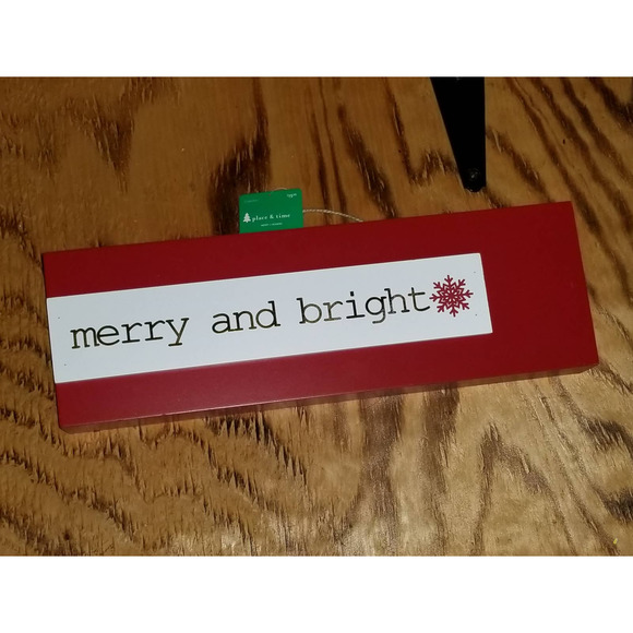 Holiday Décor Merry and Bright Free Standing or Hanging Sign - Picture 1 of 5